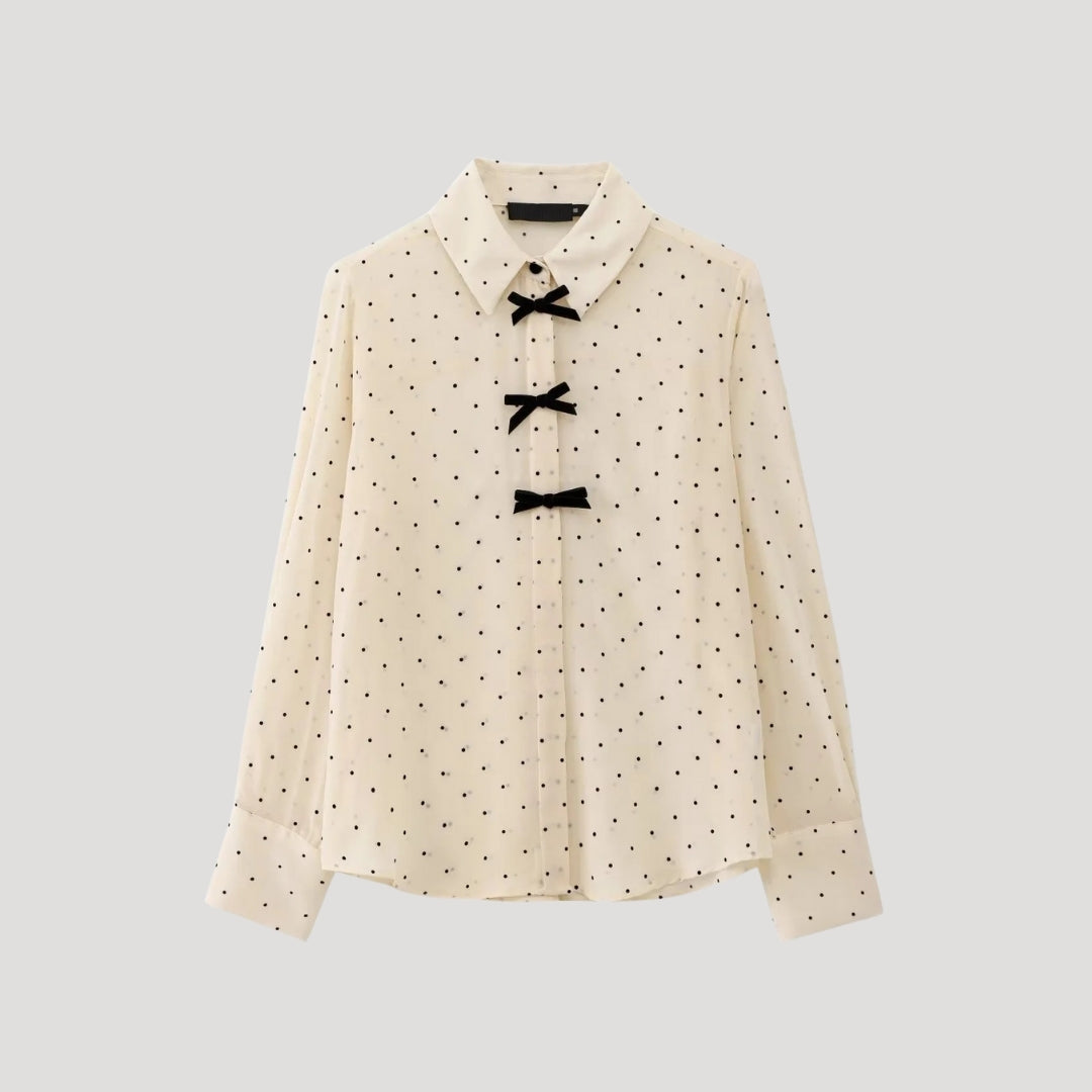 Polka dot bow-tie blouse