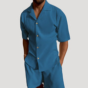 Men's summer co ord set – short sleeve zip polo and shorts
