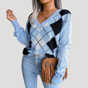Women’s v neck knitted jumper oversized winter style