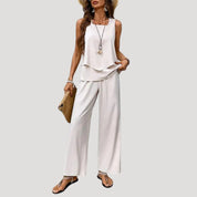 Women’s co ord set wide leg linen trousers