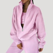 Women’s half zip fleece winter zip up sweatshirt set