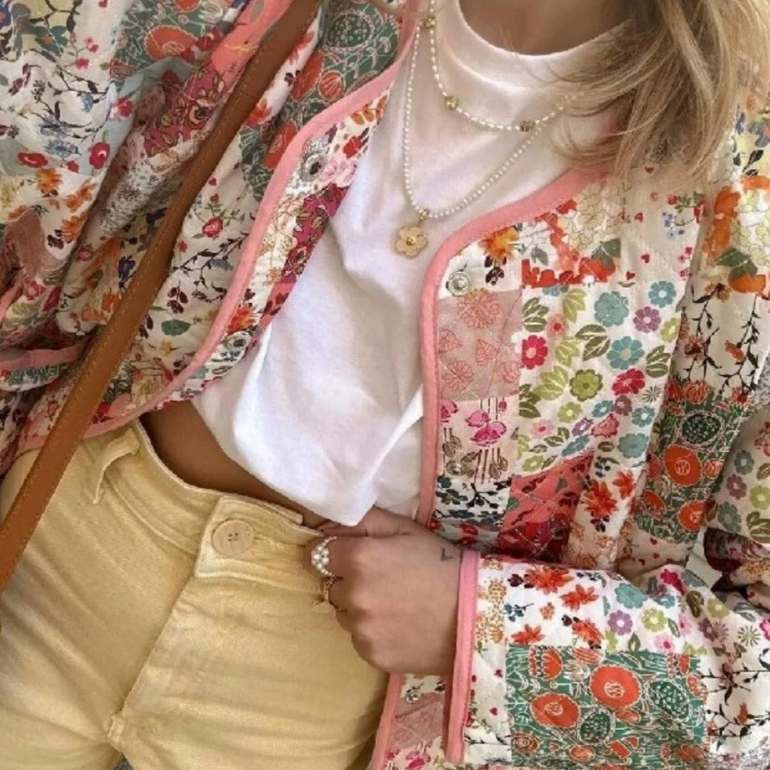 Women’s lightweight summer quilted jacket – printed boho style