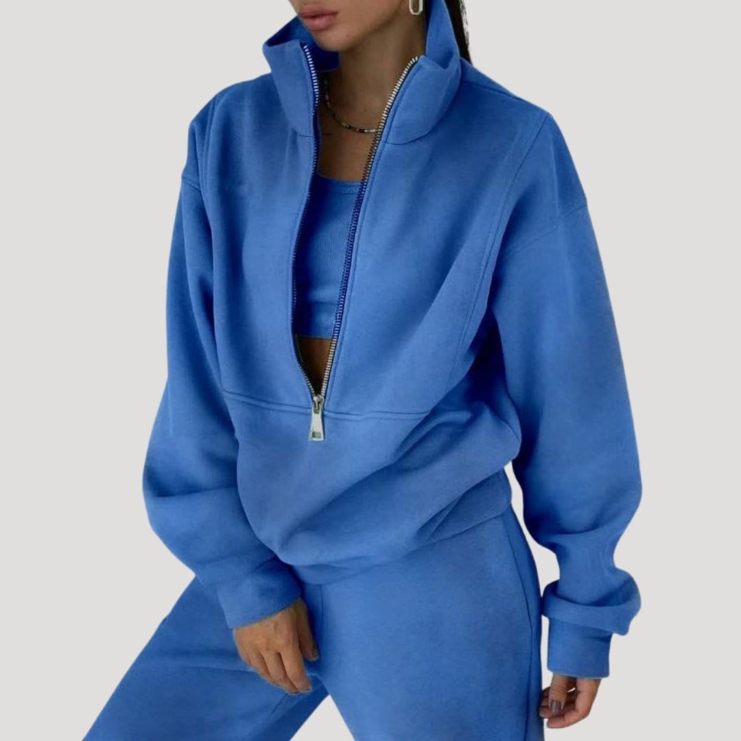 Women’s half zip fleece winter zip up sweatshirt set