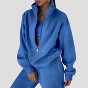 Women’s half zip fleece winter zip up sweatshirt set