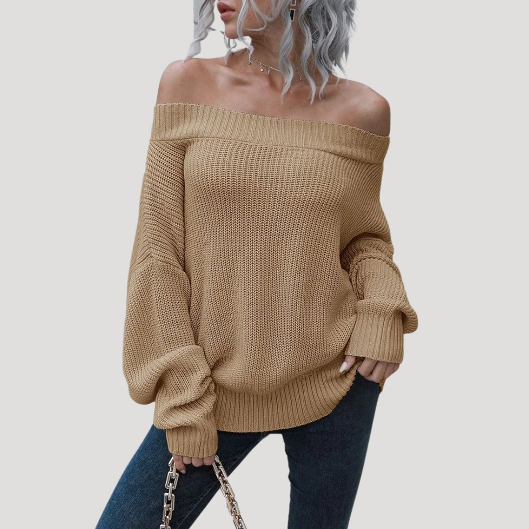 Women’s off shoulder oversized knit sweater for casual wear
