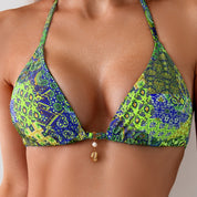 Boho print triangle bikini set