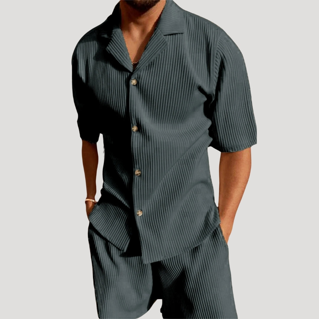 Men's summer co ord set – short sleeve zip polo and shorts