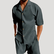 Men's summer co ord set – short sleeve zip polo and shorts