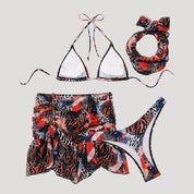 Animal print bikini set with sarong