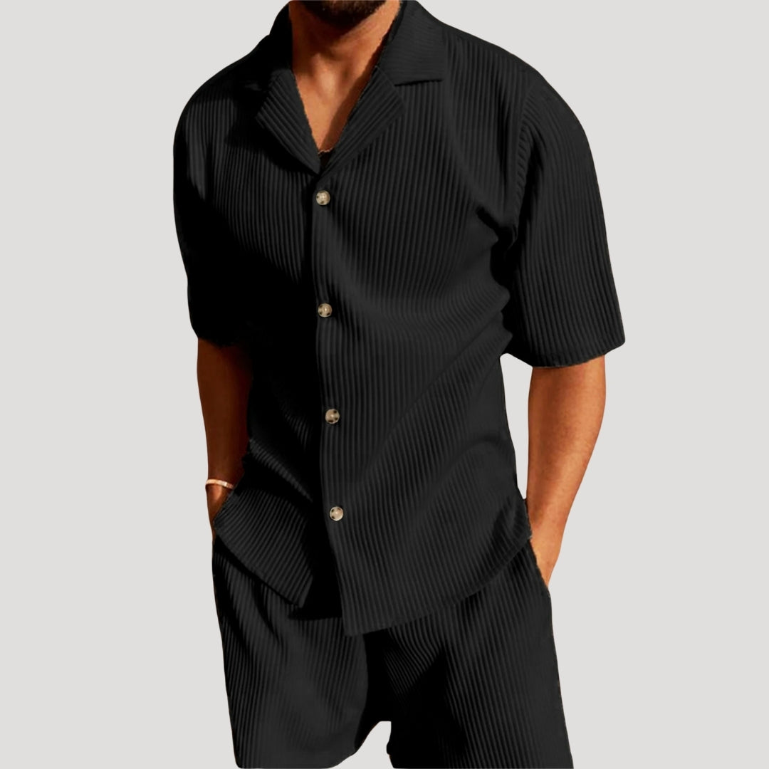 Men's summer co ord set – short sleeve zip polo and shorts