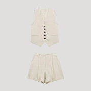 Women's linen co ord set – tailored shorts & sleeveless waistcoat