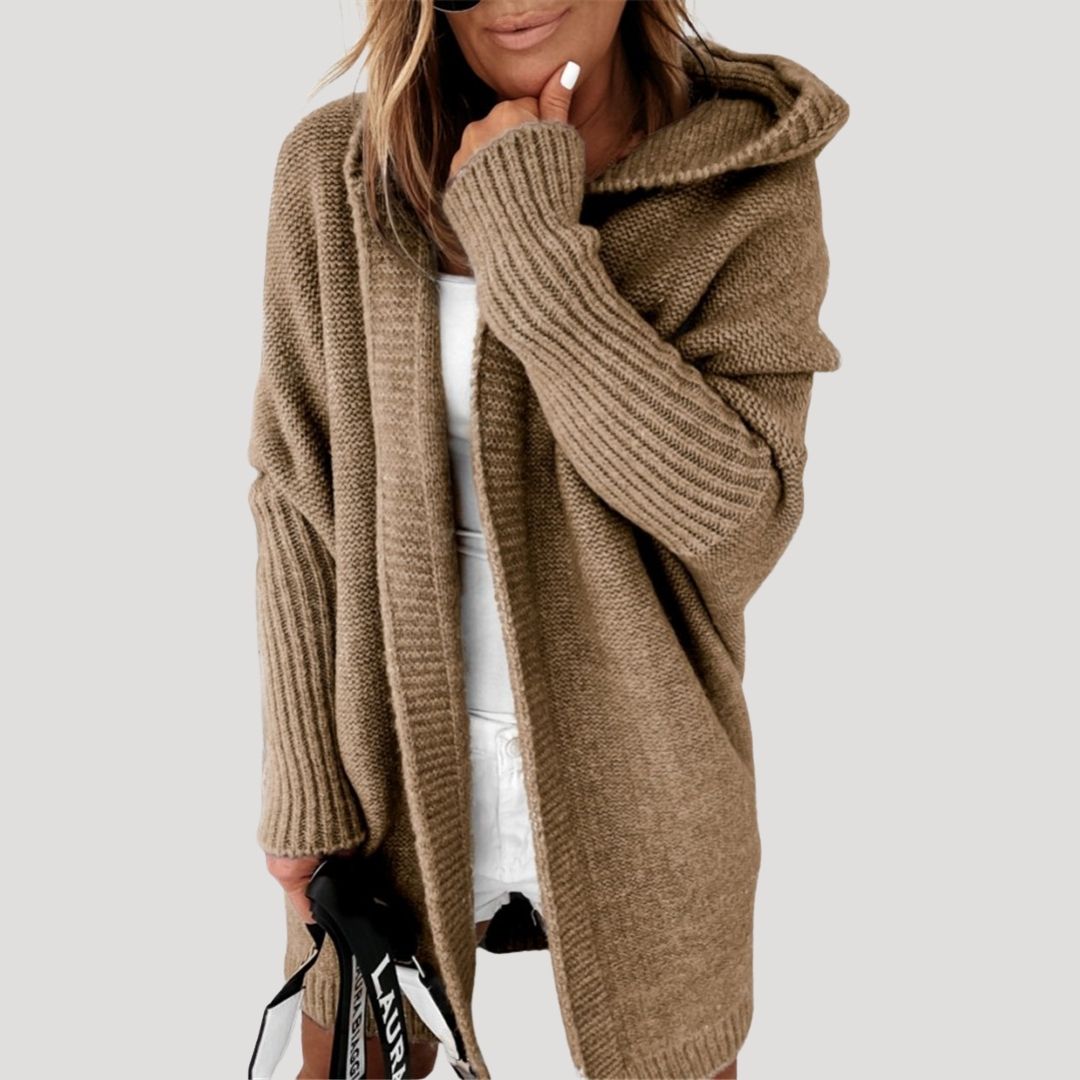 Women’s chunky knit oversized long hooded sweater