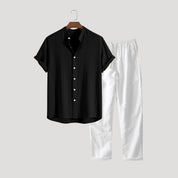 Men's short sleeve linen shirt and pants set – summer co-ord