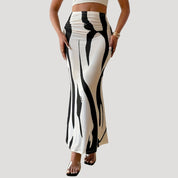 High-waist zebra print maxi skirt