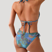 Boho print triangle bikini set