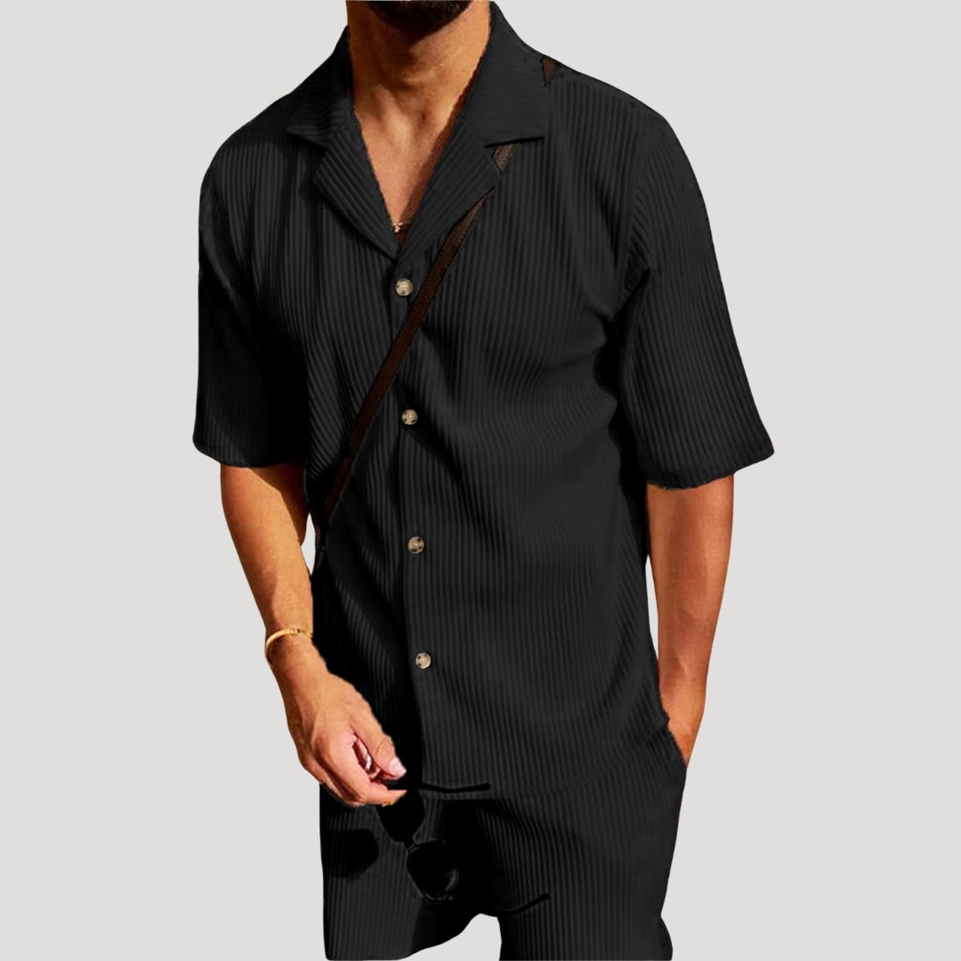 Men's summer co ord set – short sleeve zip polo and shorts
