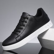 Men’s black leather smart casual trainers