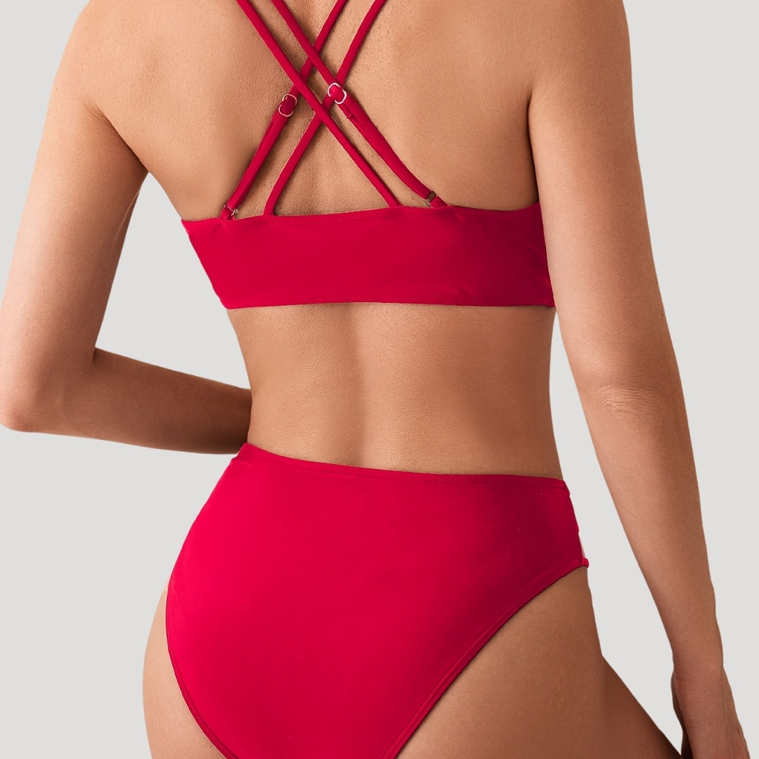 Strappy bikini set in bold red