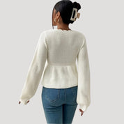 Women’s knitted v neck babydoll jumper