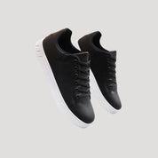 Men’s black leather smart casual trainers