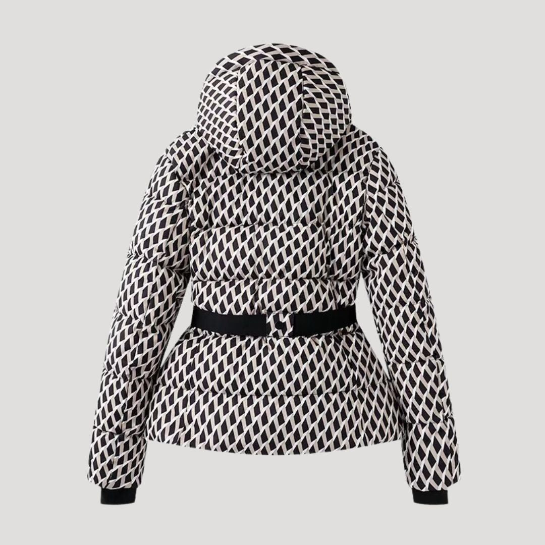 Women’s quilted waterproof belted winter puffer jacket