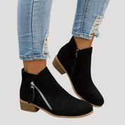 Women’s block heel zip low ankle boots