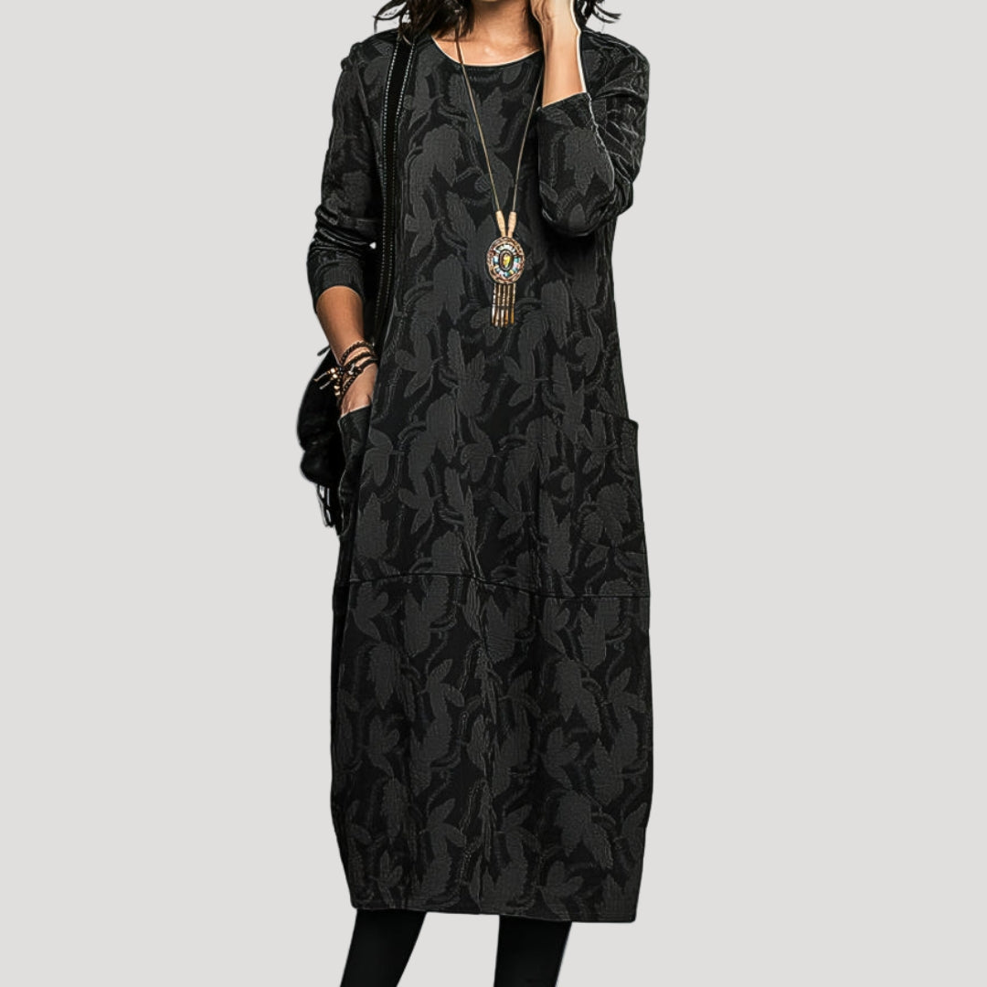 Women’s long sleeve patterned midi dress