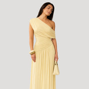 Women’s one shoulder ruched elegant summer maxi dress