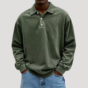 Men’s long sleeve polo top in brushed cotton