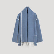 Women’s winter cape coat – wool blend with scarf detail