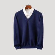Men’s long sleeve polo sweater with shirt collar