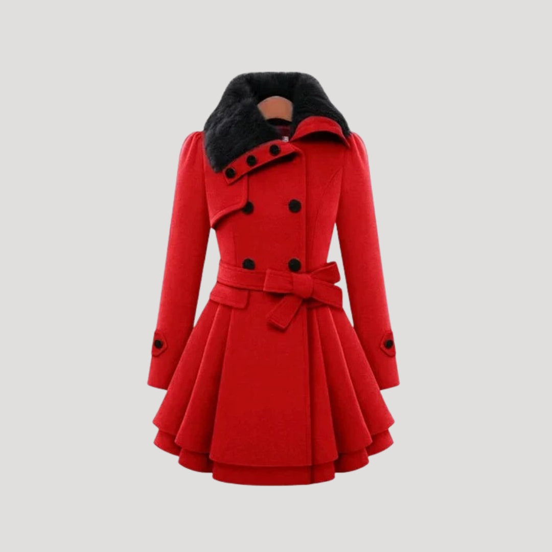 Women elegant layered winter coat