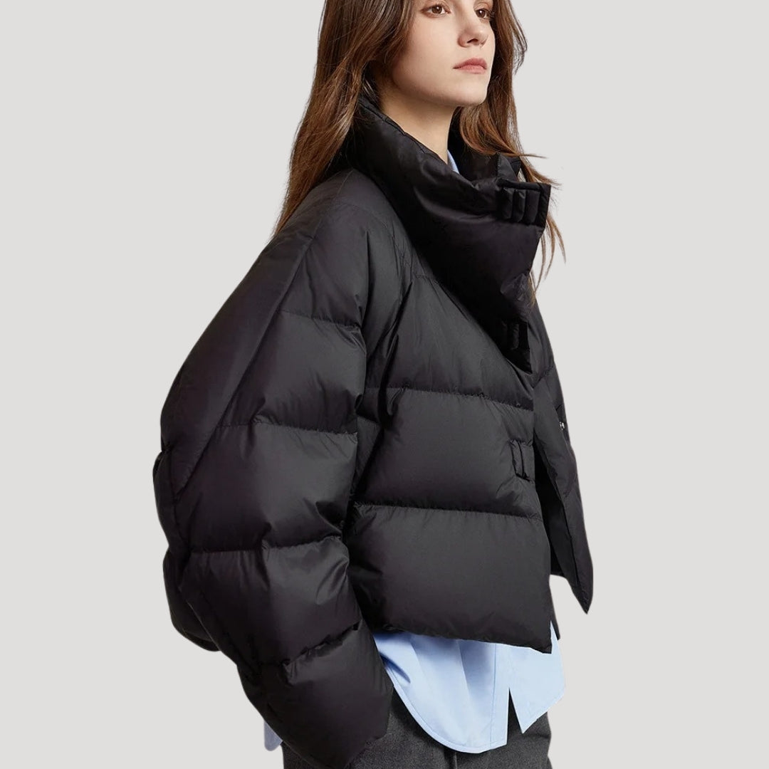 Women’s cropped puffer jacket quilted padded winter coat