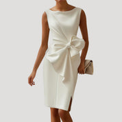 Women’s sleeveless wrap midi dress with bow