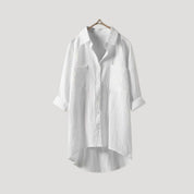 Women’s oversized longline button shirt collared blouse
