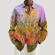 Men’s long sleeve floral printed casual shirt
