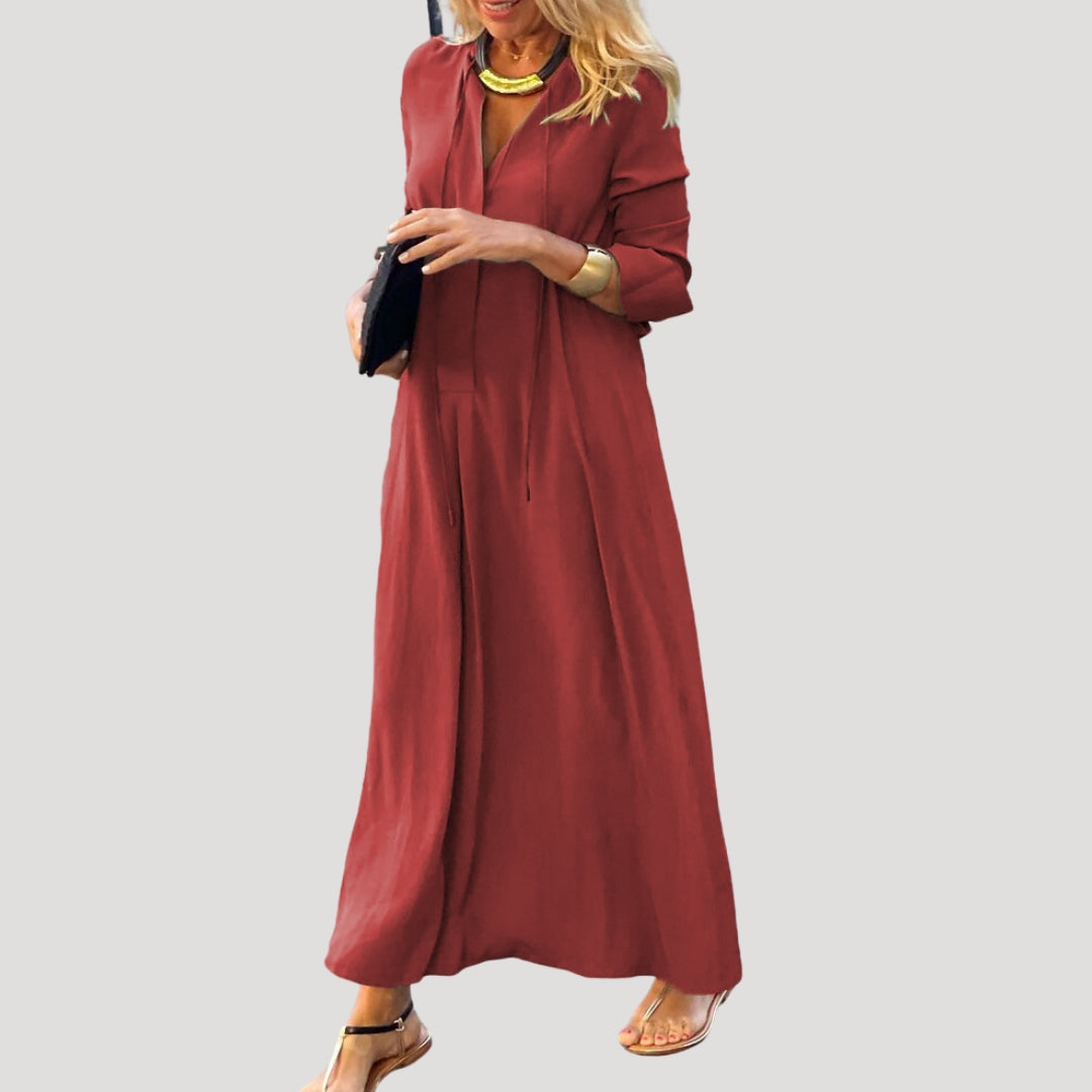 Women’s long sleeve v neck maxi dress