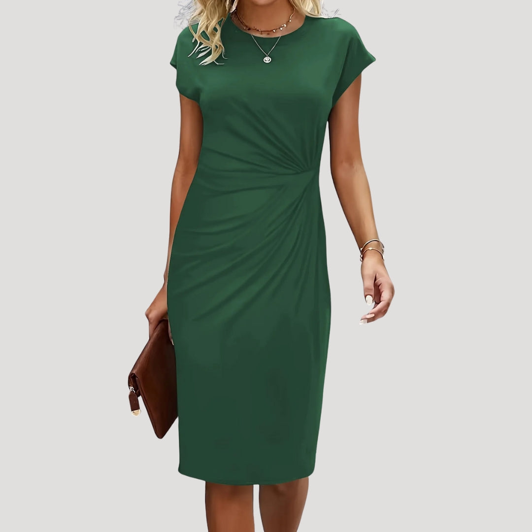 Women’s ruched cap sleeve midi dress