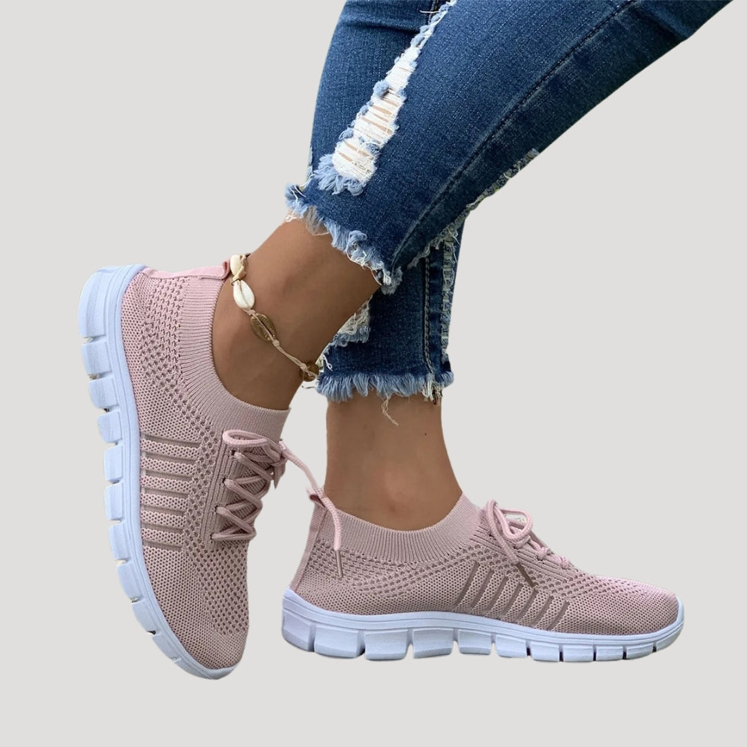 Women breathable knitted walking trainers