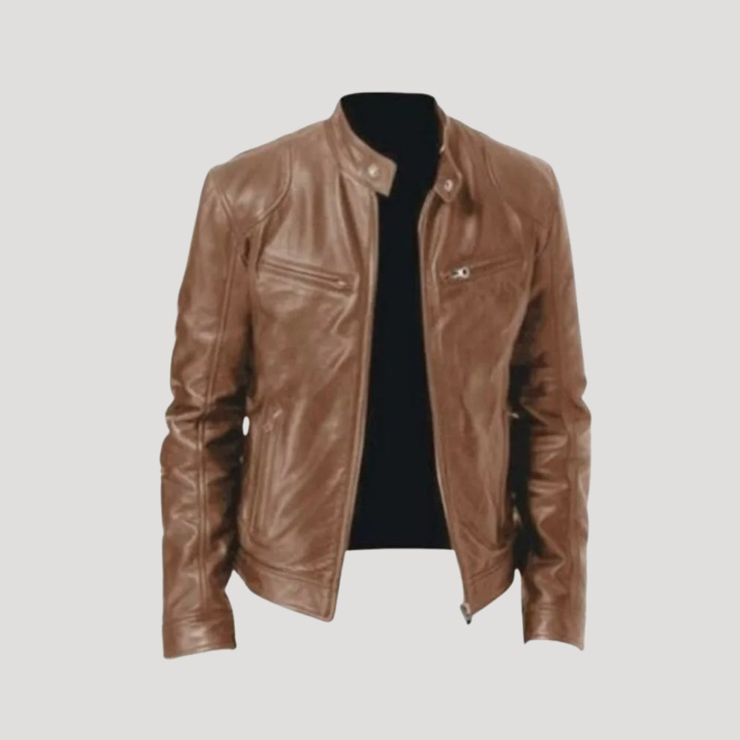 Classic leather biker jacket