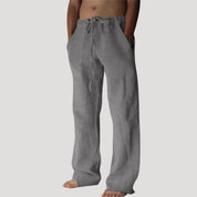 Men’s linen drawstring casual wide leg trousers