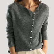 Women’s asymmetric button-up knit jumper