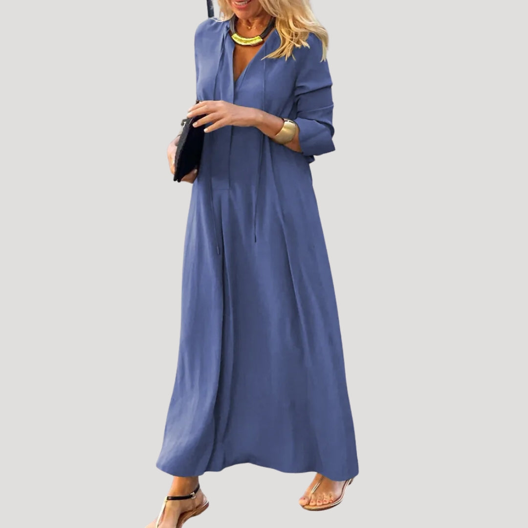 Women's summer dresses long sleeve v neck maxi Noir & Pearl Women's summer dresses long sleeve v neck maxi Noir & Pearl