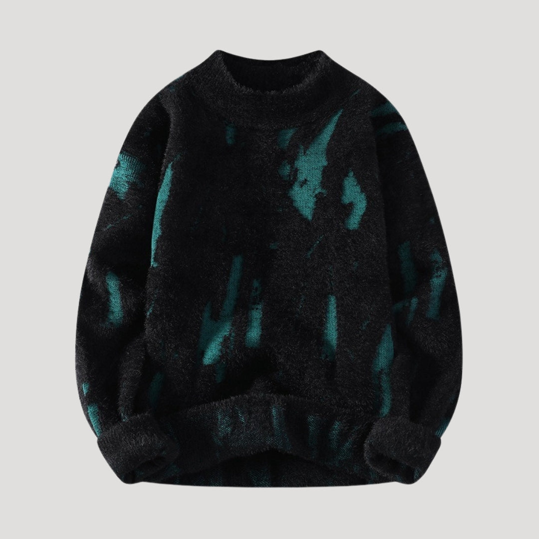 Abstract patterned knitted jumper