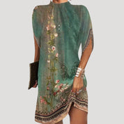 Women’s sleeveless high neck printed midi shift dress