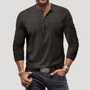 Men’s long sleeve henley top casual t shirt