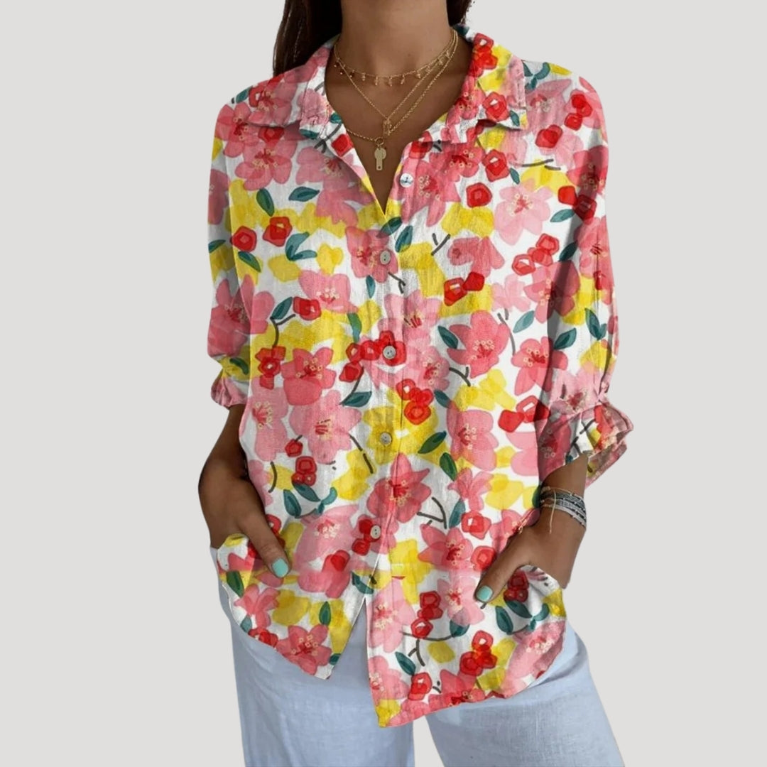 Women’s summer linen shirt long sleeve blouse