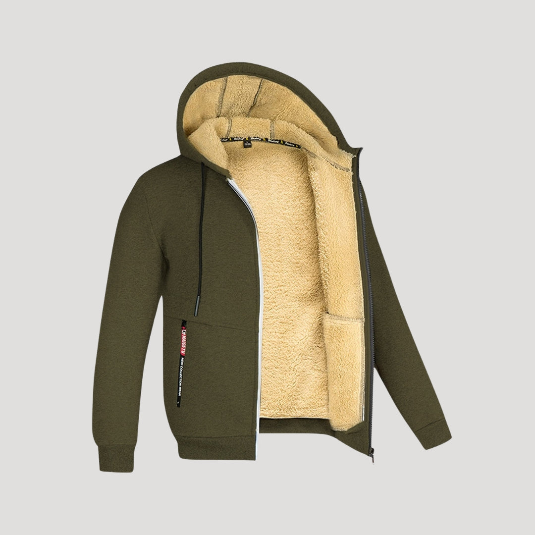 Fleece-lined zip-up hoodie