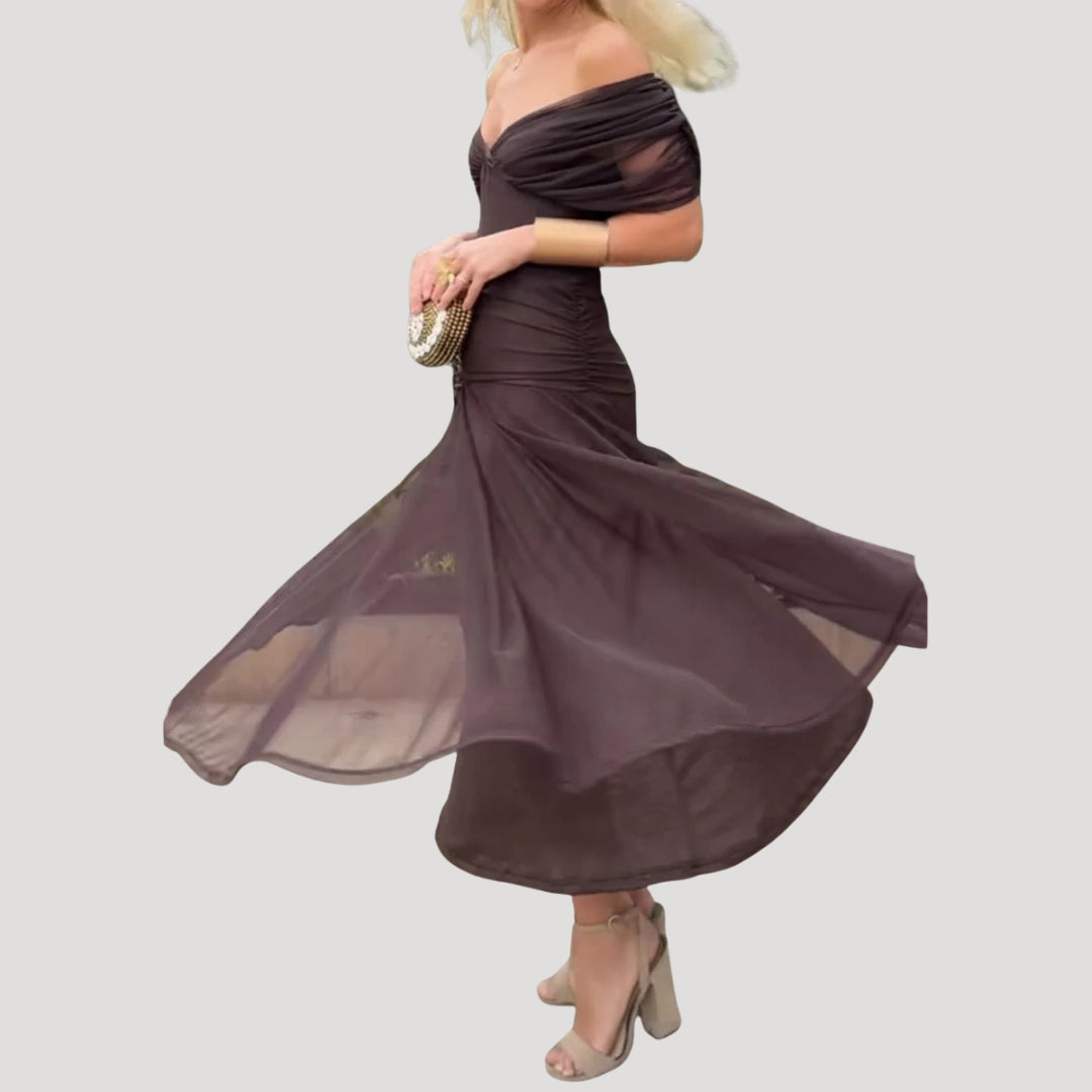 Women’s off shoulder chiffon midi dress