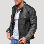 Men’s leather winter biker jacket